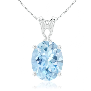 Vintage Inspired Solitaire Oval Aquamarine Pendant