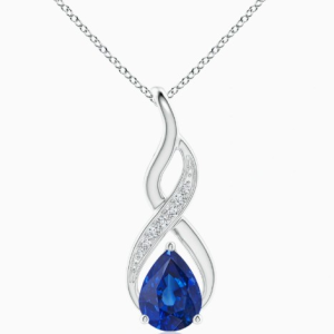 Blue Sapphire Infinity Swirl Pendant with Diamonds