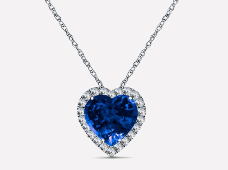 Blue Sapphire Diamond Pendant
